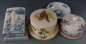 Four 19th/20thC cheese dishes/domes, largest diameter 26cm