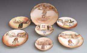 Seven Royal Doulton Dickens Series Ware bowls, largest  H6cm, diameter 24cm
