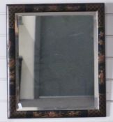 A chinoiserie decorated bevelled glass mirror, 53 x 45cm