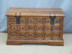 An Eastern hardwood carved chest, W90 x D51 x H49cm