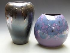 Two contemporary Poole  Pottery vases, one signed 'SWC', the other 'B', tallest 34cm