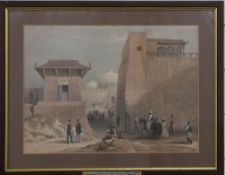 India interest 19thC print 'Main Guard & Government House, Hyderabad, c1845', 27 x 38cm