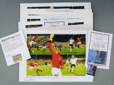 Nine Alan Damms Sir Geoff Hurst and the artist together with five copies signed by the artist,