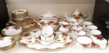 Royal Albert Old Country Roses dinner and teaware, mostly six place settings, approximately 56