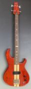 Aria Pro II model SB-R60 electric bass guitar with red grain lacquered finish neck-thru-body, in