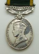 British Army Territorial Efficiency Medal (George VI) named to 89474 Pte F S Abery, Surrey Regiment