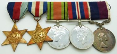 Royal Air Force WWII medals comprising 1939/1945 Star, France & Germany Star, Defence Medal, War