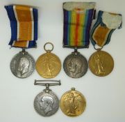 British Army WWI medals comprising three pairs of War and Victory Medals for the Royal Artillery