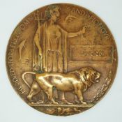 WWI Memorial Plaque for David Cox, 1st battalion Gloucestershire Regiment, died 3/1/1916,