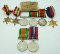 British and Commonwealth Forces WWII medals comprising 1939/1945 Star, Africa Star, Italy Star,