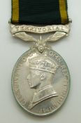British Army Territorial Efficiency Medal (George VI) named to 2087399 W H Howarth, Royal Artillery