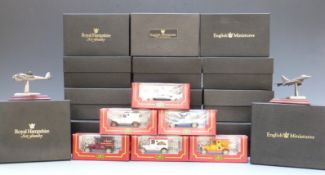 Fourteen English Miniatures pewter model aeroplanes together with six Corgi Cameo The Village