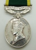 British Army Territorial Efficiency Medal (George VI) named to 1466779 Gunner D McDonald, Royal