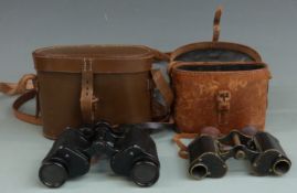 Carl Zeiss Jena Feldstecher x6 binoculars and a set of Wray Crystar 6x30 binoculars, both in leather