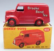 Dinky Toys diecast model Trojan Van Brooke Bond Tea with red body and hubs, 455, in original box.