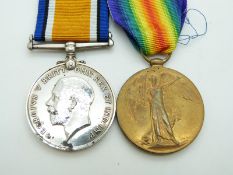 British Army WWI medals comprising War Medal and Victory Medal named to 134401 Driver O G Wiseman,