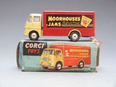 Corgi Toys diecast model ERF Model 44G Moorhouses Van with pale yellow cab, red body and 'Moorhouses