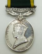British Army Territorial Efficiency Medal (George VI) named to 7348695 Pte H W G Brent RAMC