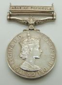 Royal Air Force General Service Medal with clasps for Arabian Peninsula, named to 4149567 LAC R G