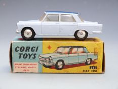 Corgi Toys diecast model Fiat 1800 with pale blue body, dark blue roof and lemon interior, 217, in