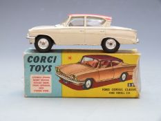Corgi Toys diecast model Ford Consul Classic 315 with beige body, pink roof and lemon interior, 234,
