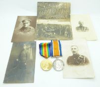 British Army WWI medals comprising War Medal and Victory Medal named to 095363 Pte T Poulton, Army