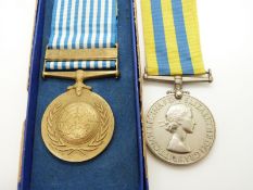 Royal Navy Korea Medal, named to 766406 W Chevous, EL RN together with his United Nations Korea