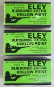 One-hundred-and-fifty Eley .22 RF Subsonic Extra Hollow Point rifle cartridges, all in original