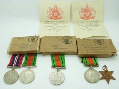British Forces WWII boxed medals comprising War Medal and Defence Medal addressed to A Hay, Halifax,