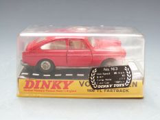 Dinky Toys diecast model Volkswagen 1600 TL Fastback with red body and cream interior, 163, in
