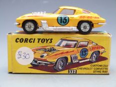 Corgi Toys diecast model Customised Chevrolet Corvette Stingray with yellow body and racing