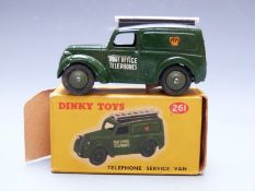 Dinky Toys diecast model Telephone Service Van with green body and hubs, 261, in original box.