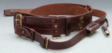 British Army Infantry Officer's leather 'Sam Brown' belt with shoulder strap and whistle