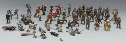 Fifty Britains, John Hill & Co Johillco and similar lead model soldiers including Amerian Indians,