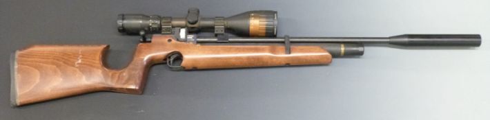 Air Arms S200 .22 PCP air rifle with shaped and chequered semi-pistol grip and Hawk Eclipse 3-9x50