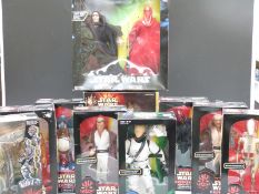 Ten Hasbro Star Wars action figures and figure sets, eight Episode 1 comprising Electronic Talking