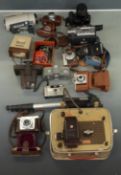 Cameras and accessories to include Zeiss, Ikon Movinette 8B, Voigtlander Vito B, Ilford Sportsman,