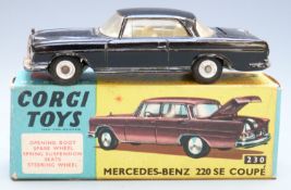 Corgi Toys diecast model Mercedes-Benz 220 SE Coupé with black body and cream interior, 230, in