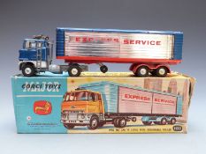 Corgi Major Toys diecast model Ford Tilt Cab ‘H’ Series with Detachable Trailer with blue and silver