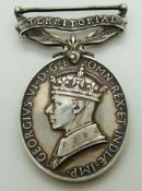 British Army Territorial Efficiency Medal (George VI) named to 858397 Pte E Fowler RAPC