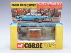Corgi Toys diecast model Rover 2000 TC with 'Take-Off Wheels', 'Golden Jacks', metallic green body