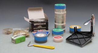 A collection of pistol re-loading equipment including Lee loading tools, 25 ACP unprimed brass