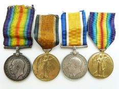 Royal Air Force WWI medals comprising two pairs of War Medal and Victory Medals named to 56618 R H