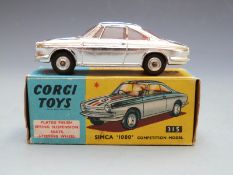 Corgi Toys diecast model Simca 1000 Competition Model with windows, chrome body, red interior,