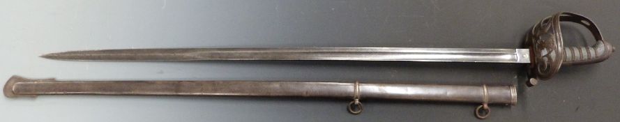 British Army 1827 pattern Rifle officer's sword with strung bugle motif within the knuckle brow,