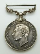 Royal Air Force Long Service and Good Conduct Medal (George VI) named to 358929 WO C W Johnson, RAF
