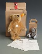 Two Steiff Teddy bears Classic 1906 with blonde mohair, 19cm tall and felt Teddy Bear keyring,