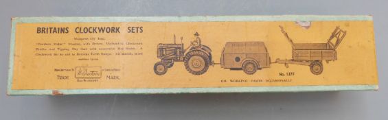 Britains Clockwork Sets 'Fordson Major' Tractor, with Driver, Mechanical Clockwork Trailer and