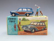 Corgi Toys diecast model Ford Consul Cortina Super Estate with metallic blue body and white and faux