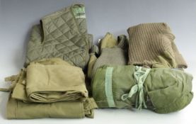 Military clothing including green jumpers, trousers etc